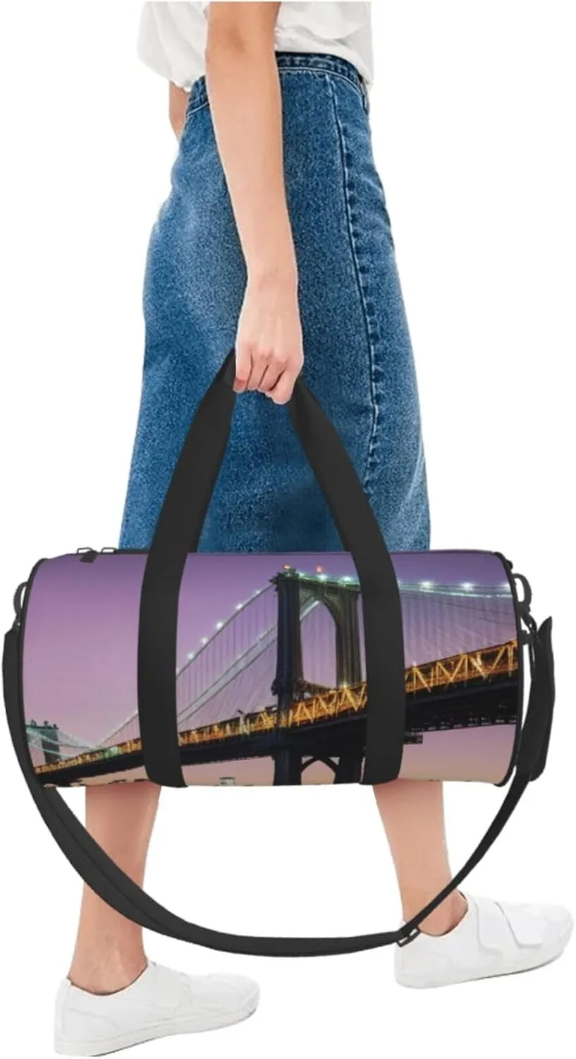 new york Printed Travel Bag,Round Personal Item Storage bag,Foldie Duffel Bag for Traveling Vacation,Fitness,Sports