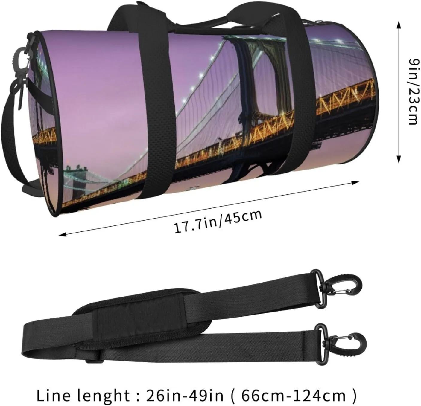 new york Printed Travel Bag,Round Personal Item Storage bag,Foldie Duffel Bag for Traveling Vacation,Fitness,Sports