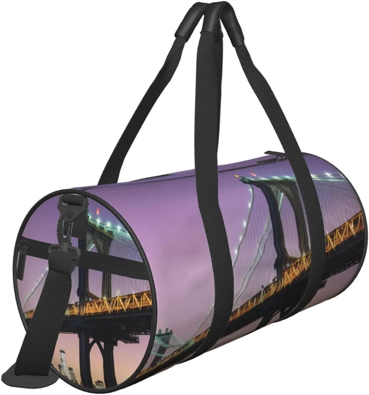 new york Printed Travel Bag,Round Personal Item Storage bag,Foldie Duffel Bag for Traveling Vacation,Fitness,Sports