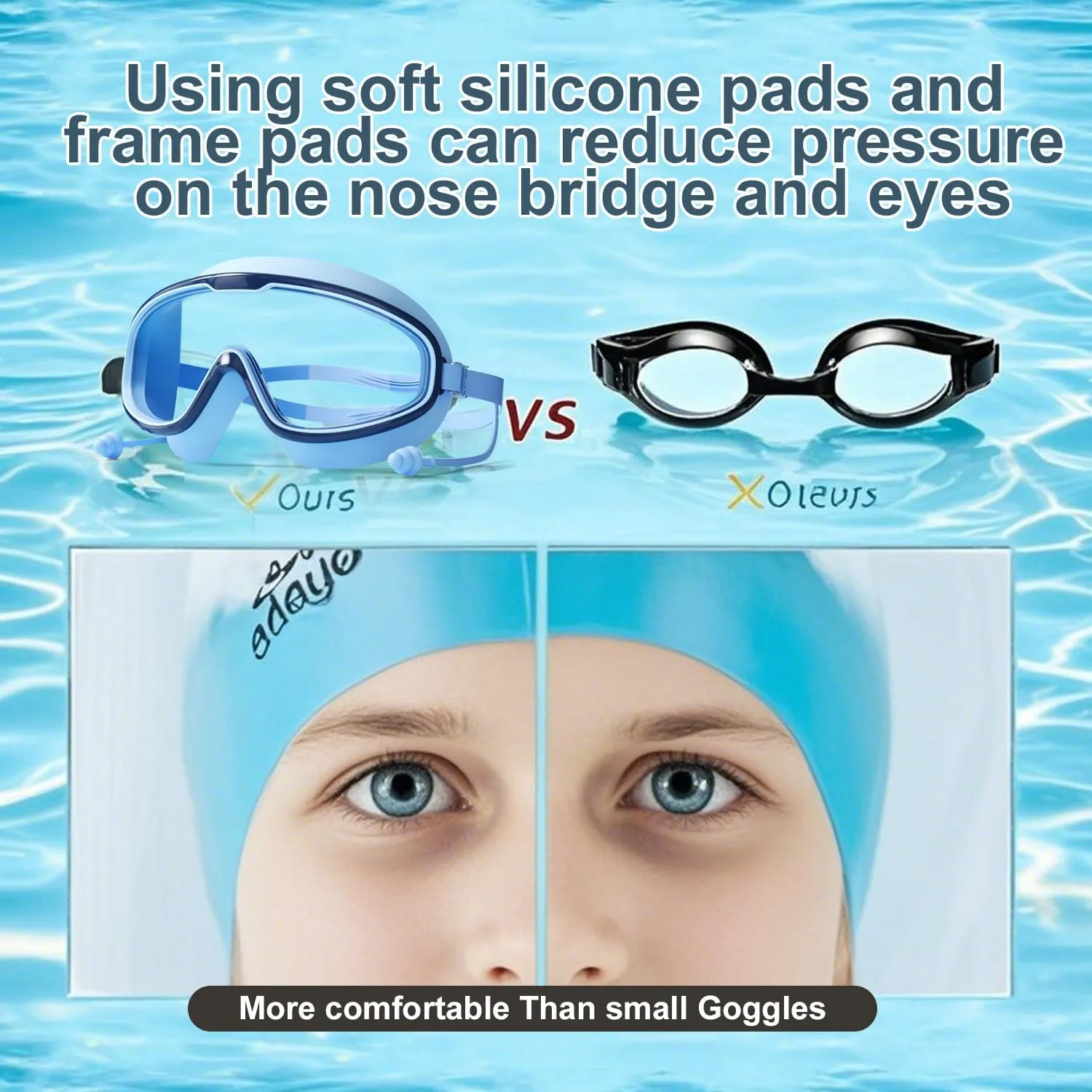 NEWFLAG 2 Pack Swim Goggles,Kids Swimming Goggles,Wide View Anti-Fog/UV No Leaking Swimming Goggles for 3-14