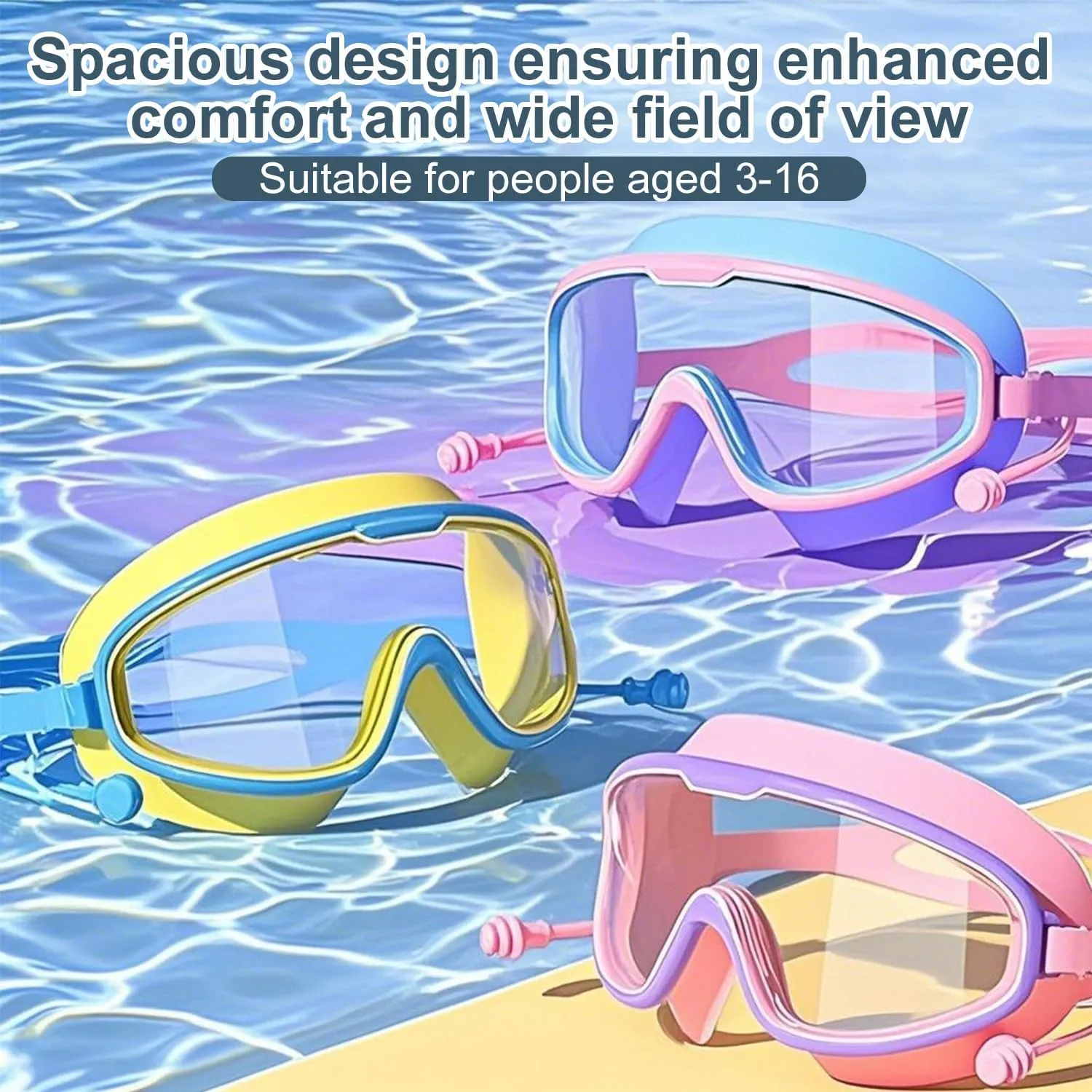 NEWFLAG 2 Pack Swim Goggles,Kids Swimming Goggles,Wide View Anti-Fog/UV No Leaking Swimming Goggles for 3-14