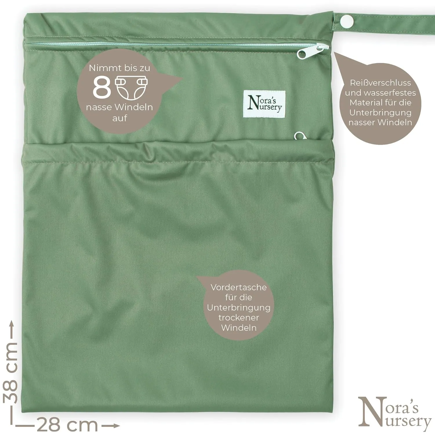 Nora's Nursery Wet Dry Bags with Two Zippered Pockets - Reusable and Washable for Swimming, Travel, Beach, Pool, Daycare, Cloth Diapers, Toiletries, and Wet Swimsuits - 11x15, Garden, 2-Pack