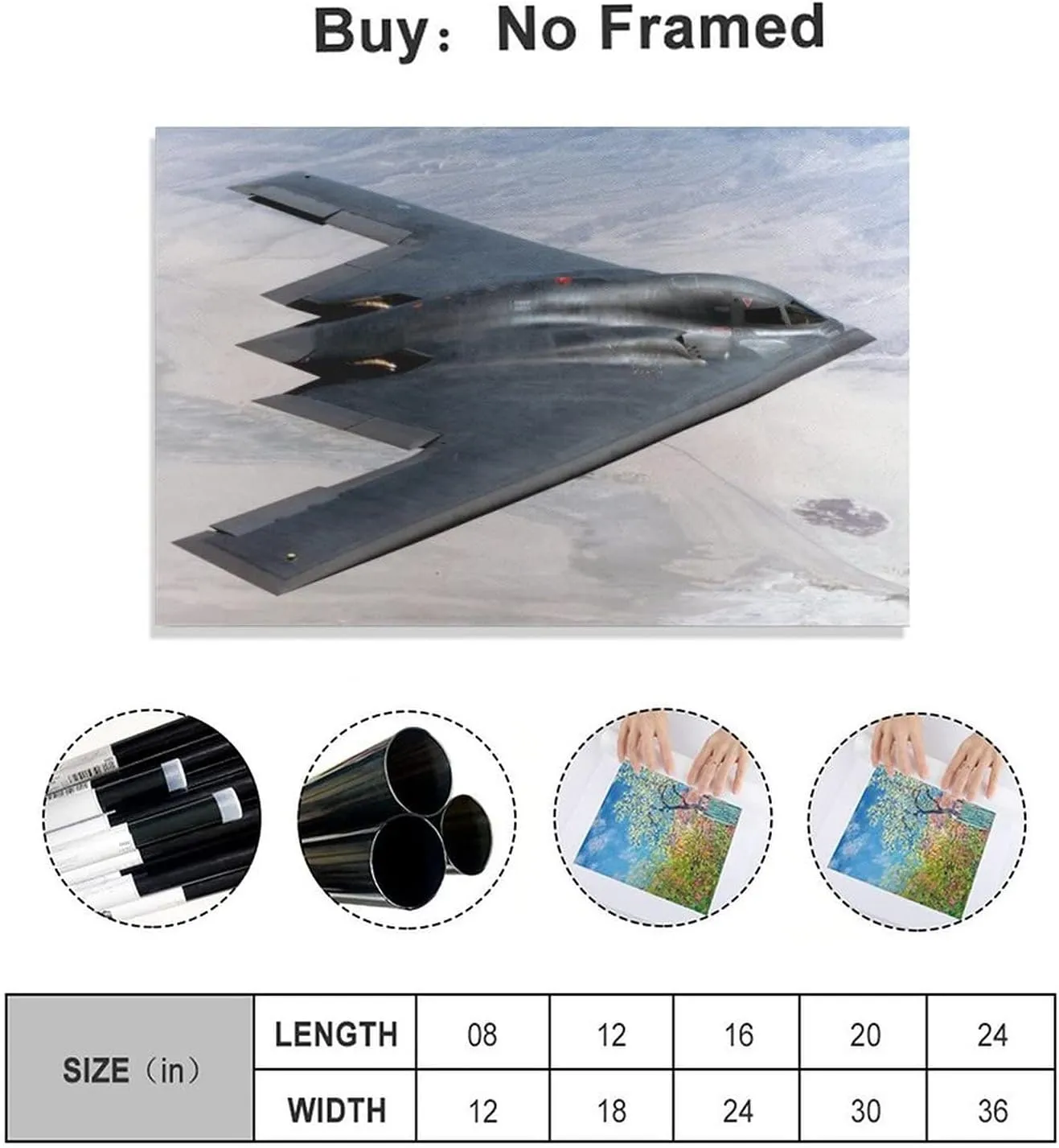 Northrop Grumman B-2 Spirit Stealth Bomber Military Fighter Room Aesthetics Posters Canvas Posters Bedroom Decoration Sports Office Decoration Gifts Wall Art Decoration Printing Posters 20x30inch(50x7