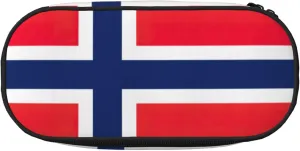 Norwegian flag print Large Capacity Pencil Case Black Color,Pen Bags Pencil Pouch Organizer for Office College