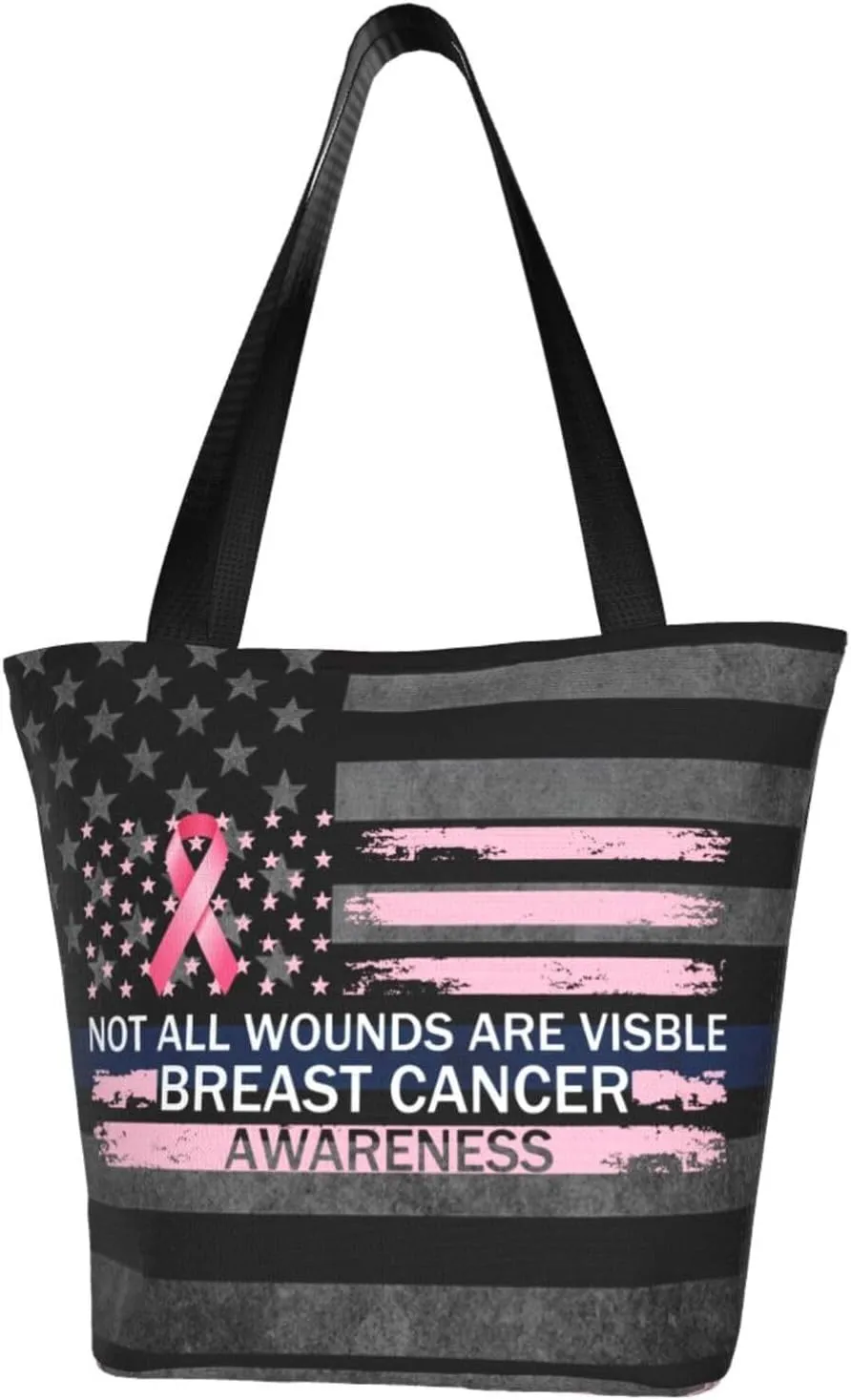 Not All Wounds Are Visible Breast Cancer Awareness Fashion Shoulder Bag Large Capacity For Man Or Woman