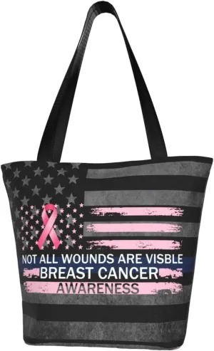 Not All Wounds Are Visible Breast Cancer Awareness Fashion Shoulder Bag Large Capacity For Man Or Woman