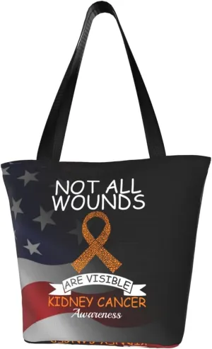 Not All Wounds Are Visible Kidney Cancer Awareness Fashion Shoulder Bag Large Capacity For Man Or Woman