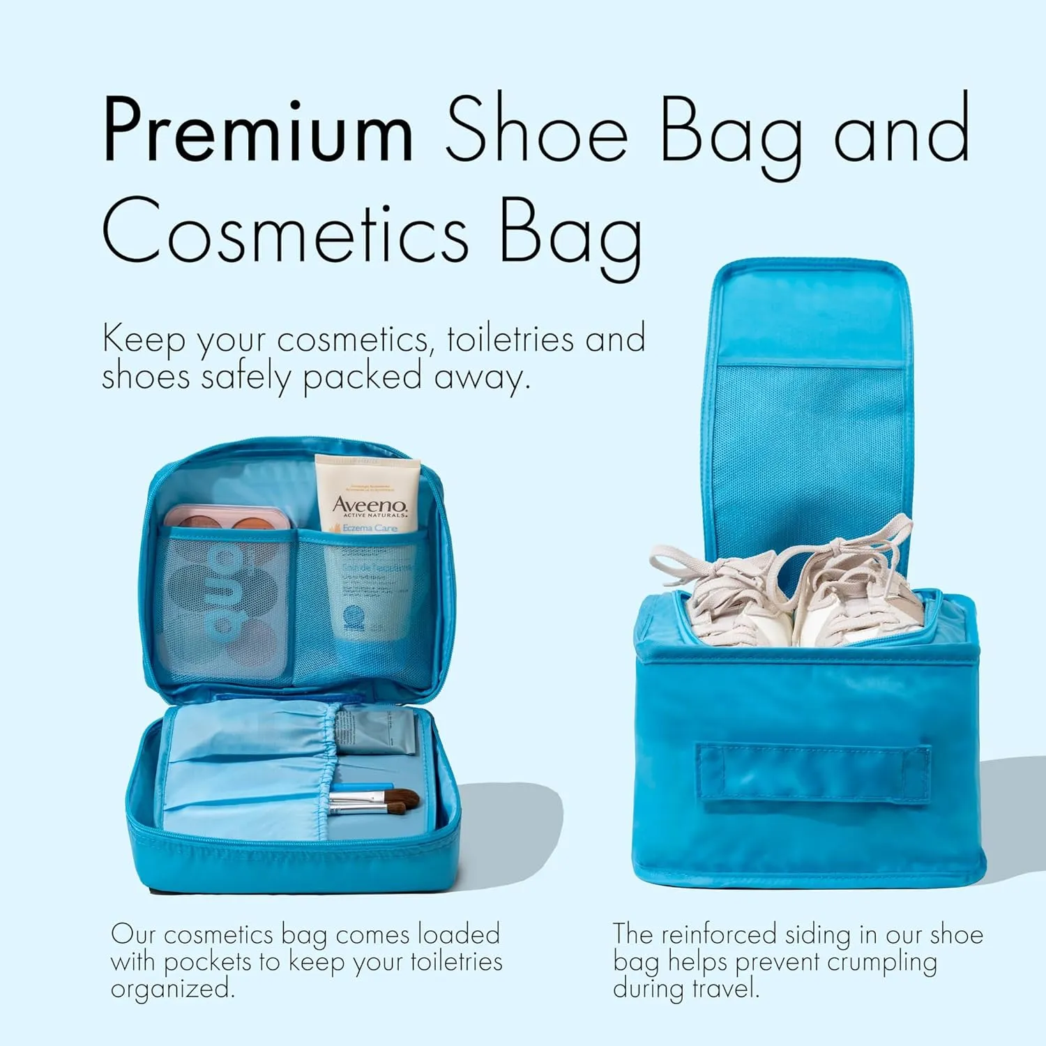 (Not Made In China) 8 Set Packing Cubes For Travel, Luggage and Suitcase Organizer Bags, Cruise Ship Essentials, TSA and Airline Approved Travel Accessories (Blue)