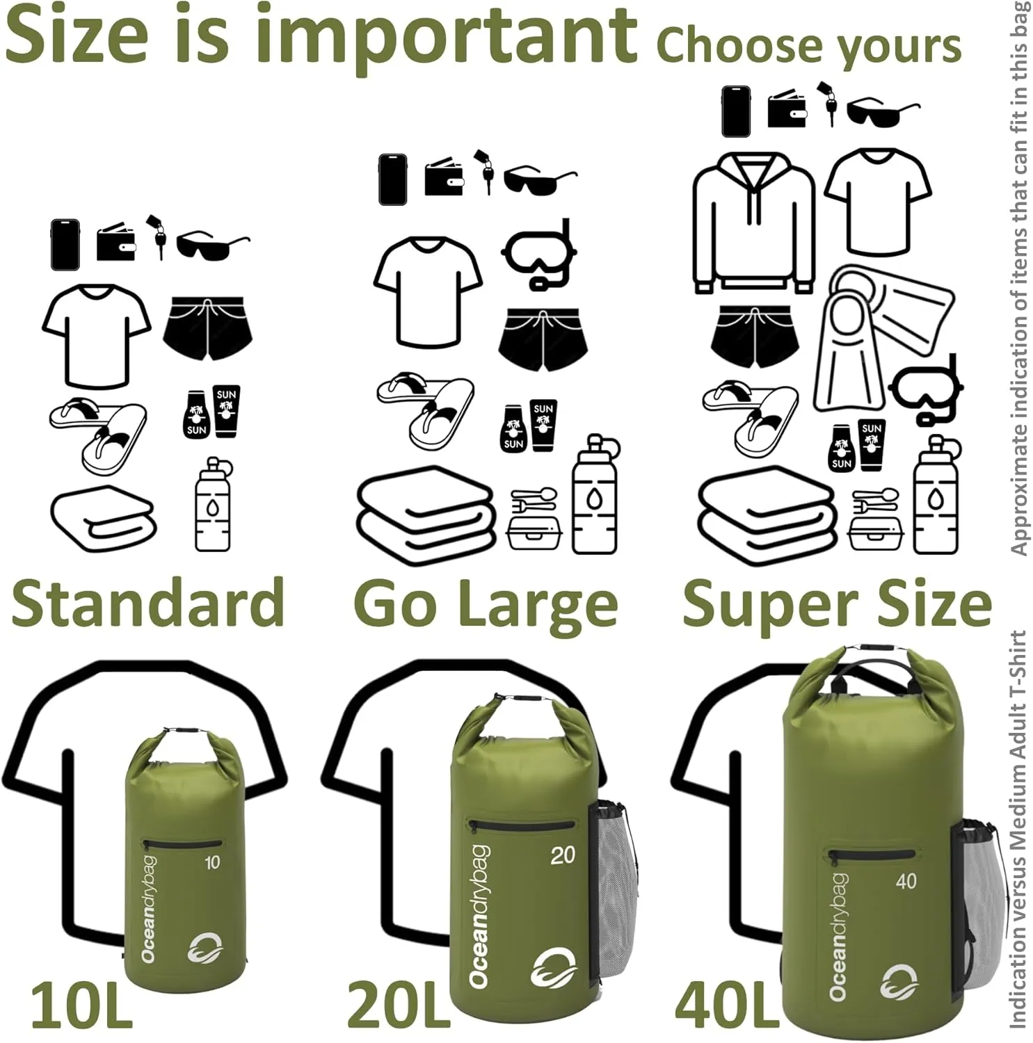 Oceandrybag - Waterproof Dry Bag Backpack - Floating Dry Sack Portable for Kayaking, Beach, Rafting, Boating, Hiking, Camping, Fishing with Waterproof Phone Case