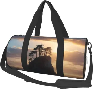 Ocean's Embrace Printed Travel Bag,Round Personal Item Storage bag,Foldie Duffel Bag for Traveling Vacation,Fitness,Sports