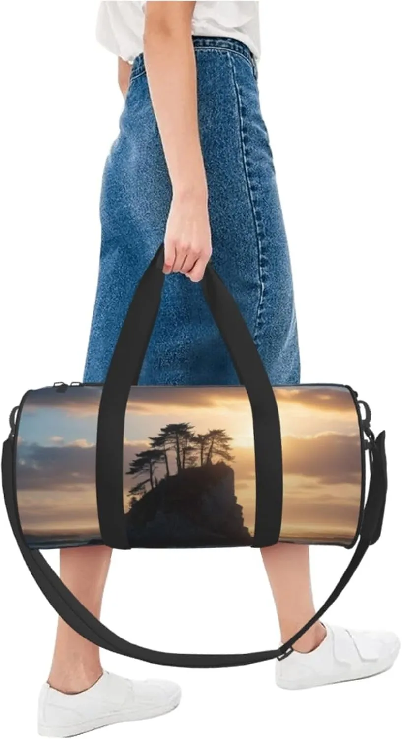 Ocean's Embrace Printed Travel Bag,Round Personal Item Storage bag,Foldie Duffel Bag for Traveling Vacation,Fitness,Sports