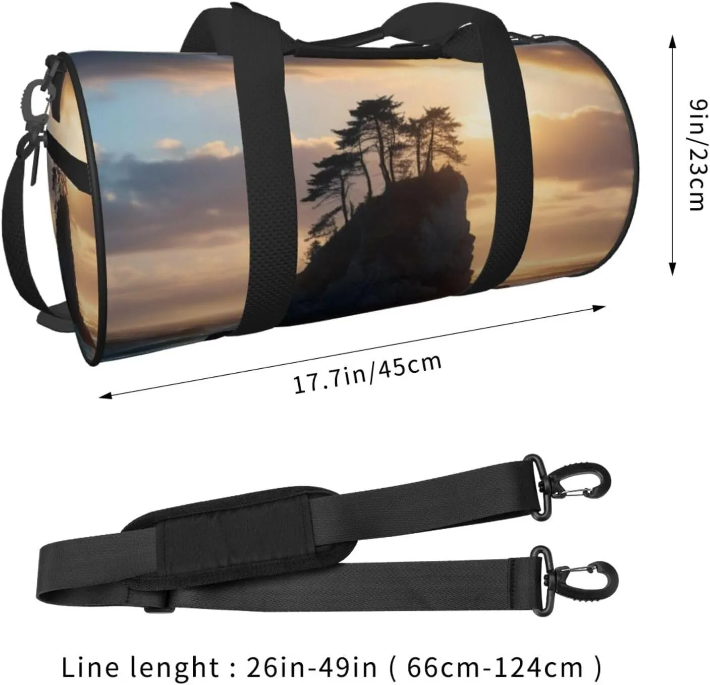 Ocean's Embrace Printed Travel Bag,Round Personal Item Storage bag,Foldie Duffel Bag for Traveling Vacation,Fitness,Sports