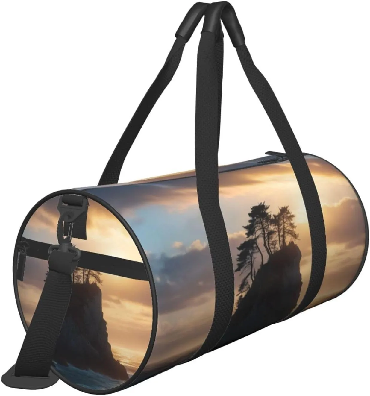 Ocean's Embrace Printed Travel Bag,Round Personal Item Storage bag,Foldie Duffel Bag for Traveling Vacation,Fitness,Sports