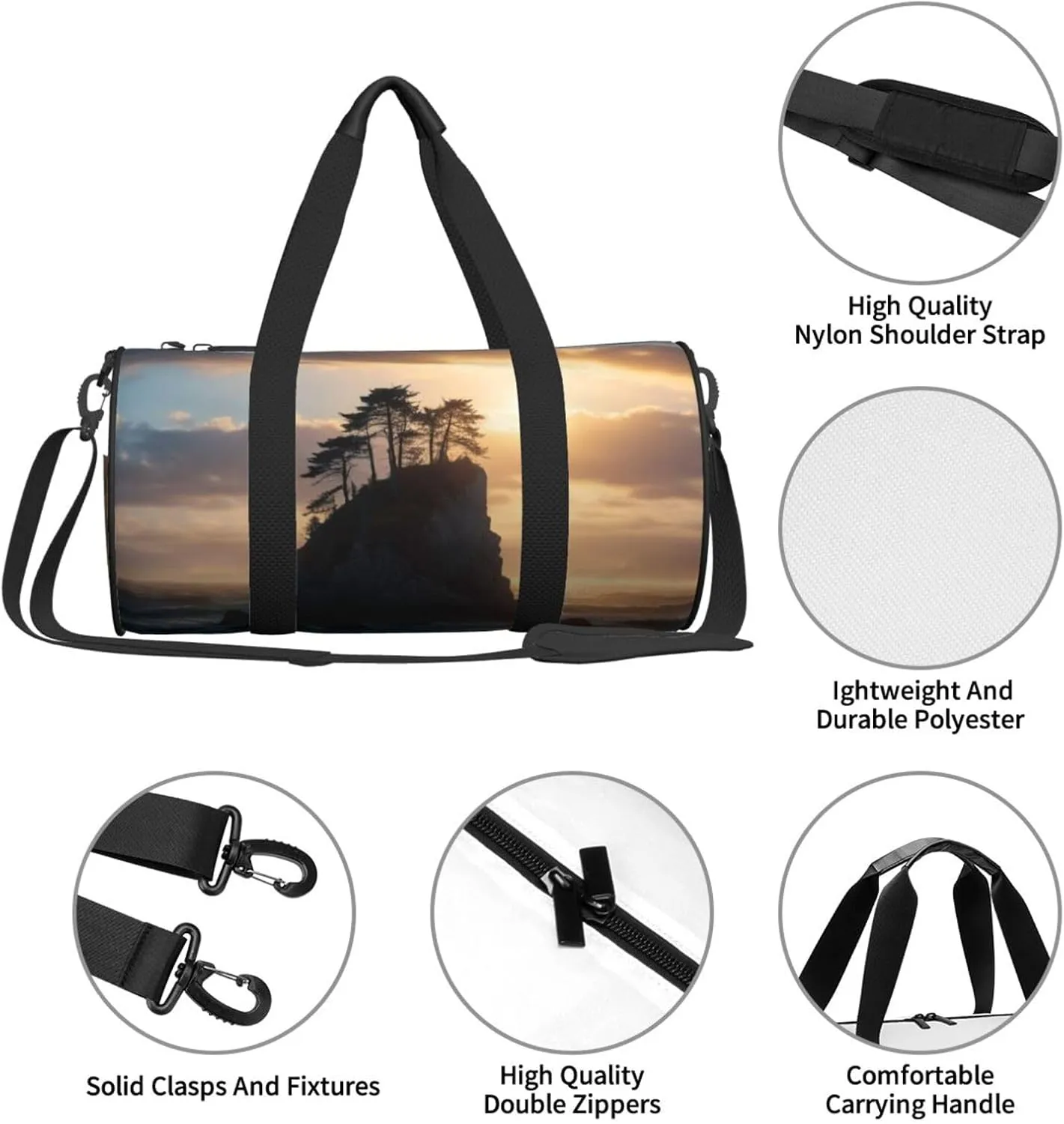 Ocean's Embrace Printed Travel Bag,Round Personal Item Storage bag,Foldie Duffel Bag for Traveling Vacation,Fitness,Sports
