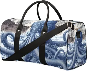 Octopus Pattern Travel Duffel Bag for Women Men Waterproof Foldable Overnight Weekender Bag Large Capacity Sports Gym Bag