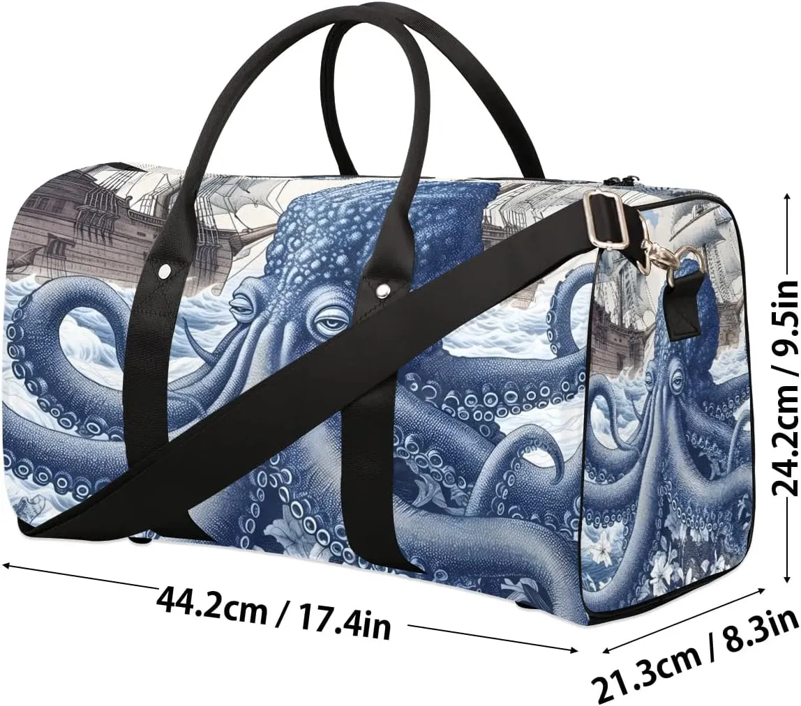 Octopus Pattern Travel Duffel Bag for Women Men Waterproof Foldable Overnight Weekender Bag Large Capacity Sports Gym Bag