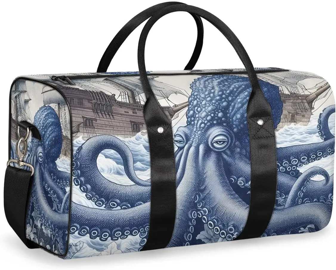 Octopus Pattern Travel Duffel Bag for Women Men Waterproof Foldable Overnight Weekender Bag Large Capacity Sports Gym Bag