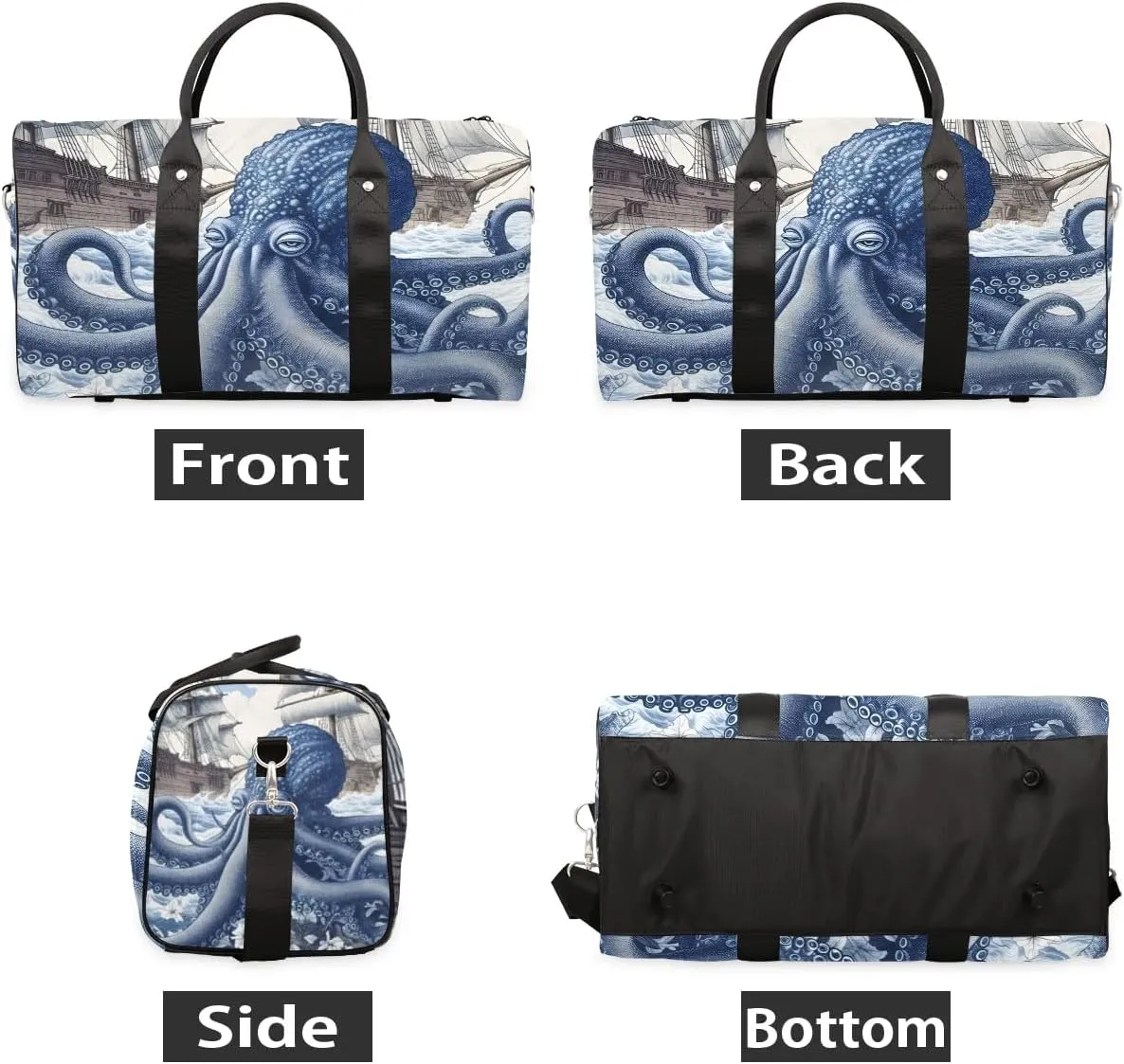 Octopus Pattern Travel Duffel Bag for Women Men Waterproof Foldable Overnight Weekender Bag Large Capacity Sports Gym Bag