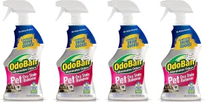OdoBan Pet Solutions Oxy Stain Remover, Pet Stain Eliminator, 4-Pack, 32 Ounce Spray Each