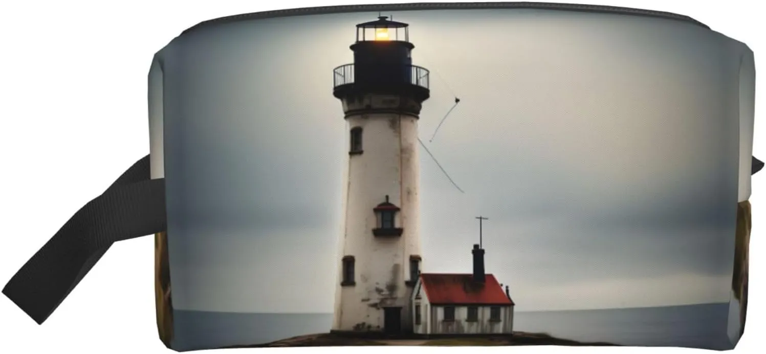Old Lighthouse-Standard-Scale-2_00x Print Travel Toiletry Organizer Bag, Large Capacity Storage For Cosmetics, Toiletries