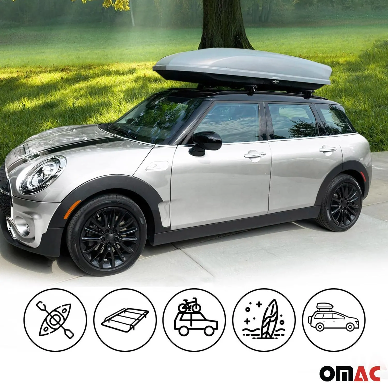 OMAC 220 Lbs Luggage Roof Rack Cross Bars for Volvo V90 Cross Country 2017-2024 Gray Anti-Theft for Travel Kayak Canoe Surf Ski Snowboard Camping