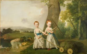 OMAiiiRTi Famous Art Posters Print Canvas Paining the Blunt Children by Johan Zoffany Artwork Oil Painting for Home Decor 60x90cm