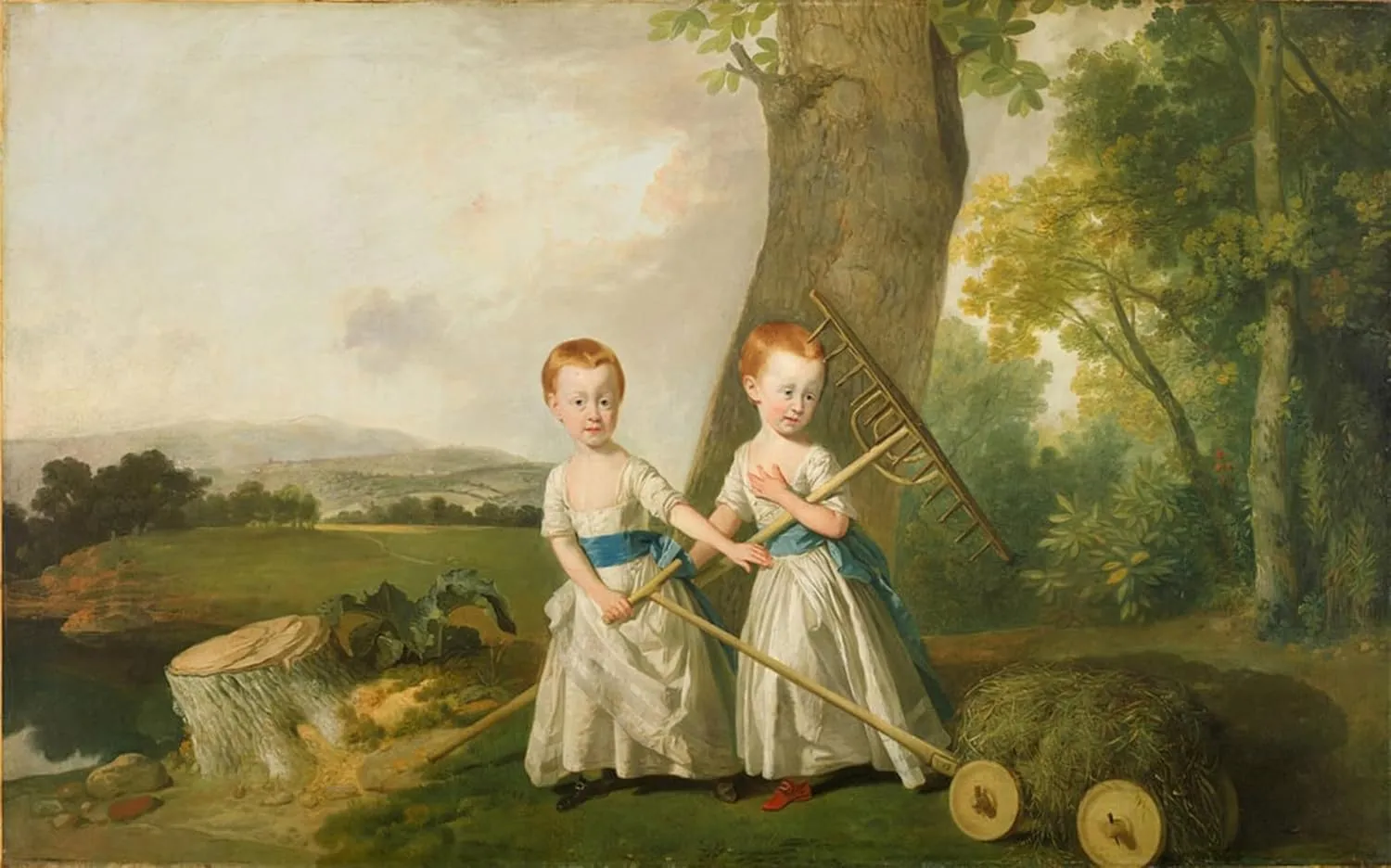 OMAiiiRTi Famous Art Posters Print Canvas Paining the Blunt Children by Johan Zoffany Artwork Oil Painting for Home Decor 60x90cm