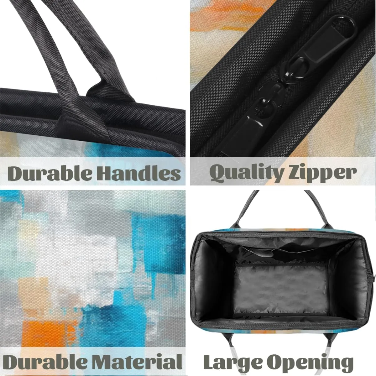 Orange Blue Abstract Oil Painting Travel Duffle Bag, Waterproof Duffel Bag Weekender Overnight Carry On Bag Lightweight Sport Gym Bag for Men Women