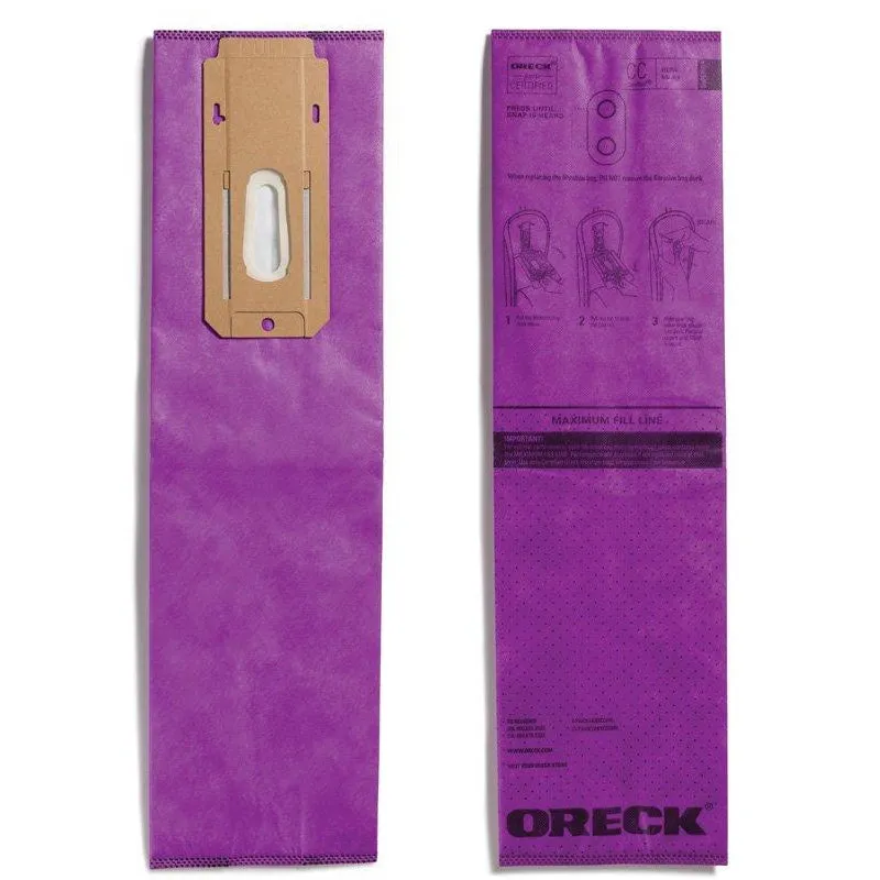 Oreck STANDARD Allergen Filtration Vacuum Bag with Saniseal Purple Bags Genuine 6/pk #AK1CC6, Replaces CCPK8
