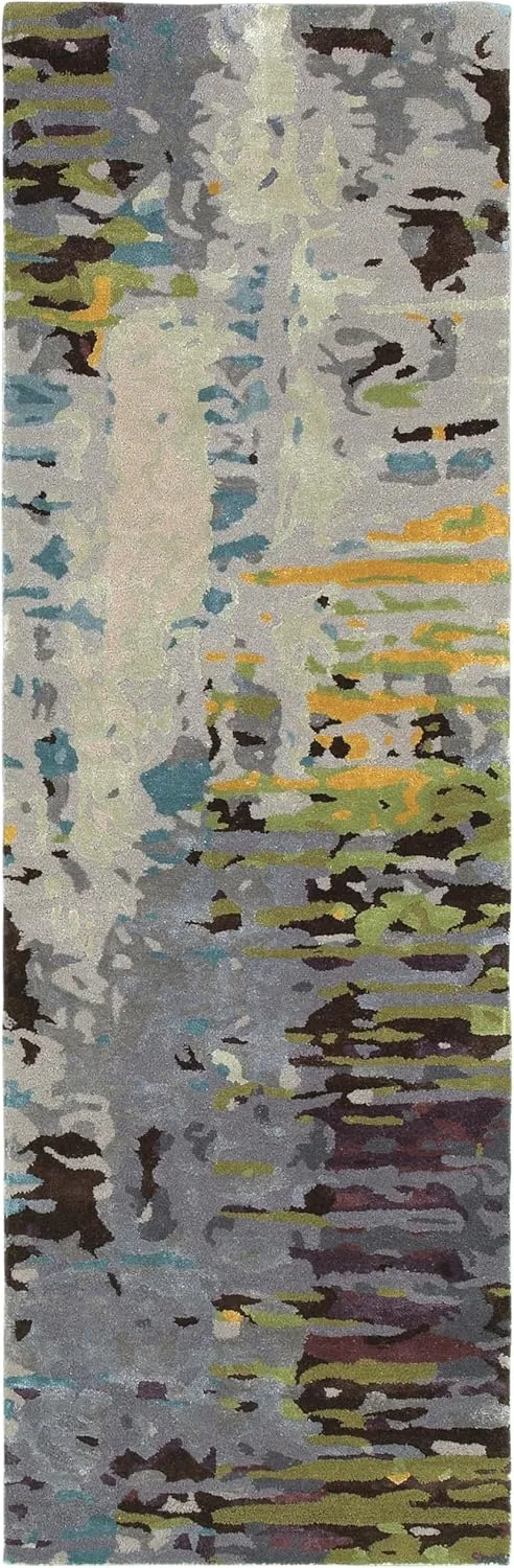 Oriental Weavers Galaxy Hand-Made Wool Blend Area Rug - 21907-2'6" x 8' - in Multi/Grey - Modern Industrial Style, Hand-Made Wool Blend Rugs, Entryway, Hallway Runner Rug