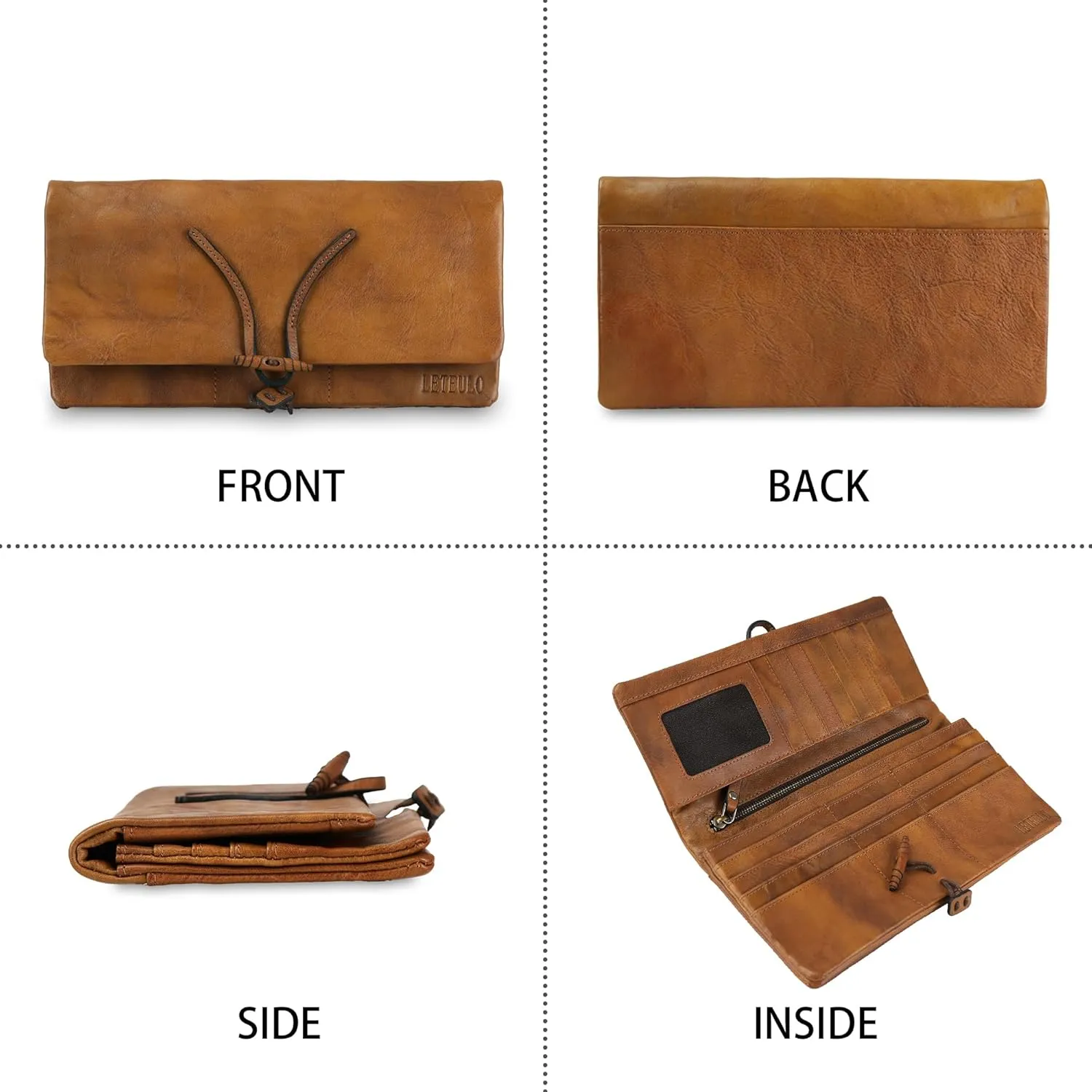 ORIREAL Wallets for Women Large Capacity Leather Clutch Wallet Card Organizer Women's Purse