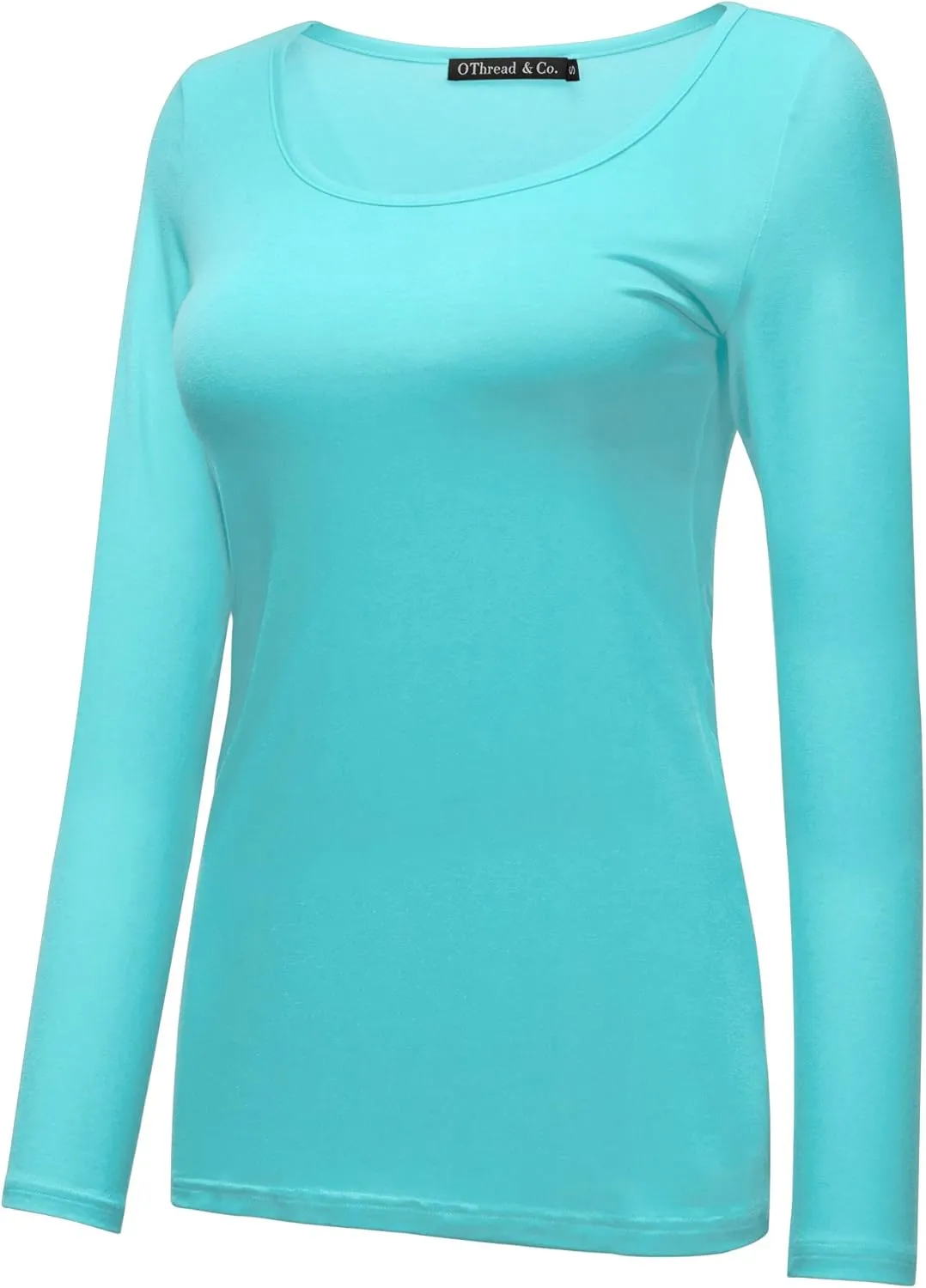 OThread & Co. Women's Long Sleeve T-Shirt Scoop Neck Basic Layer Stretchy Shirts