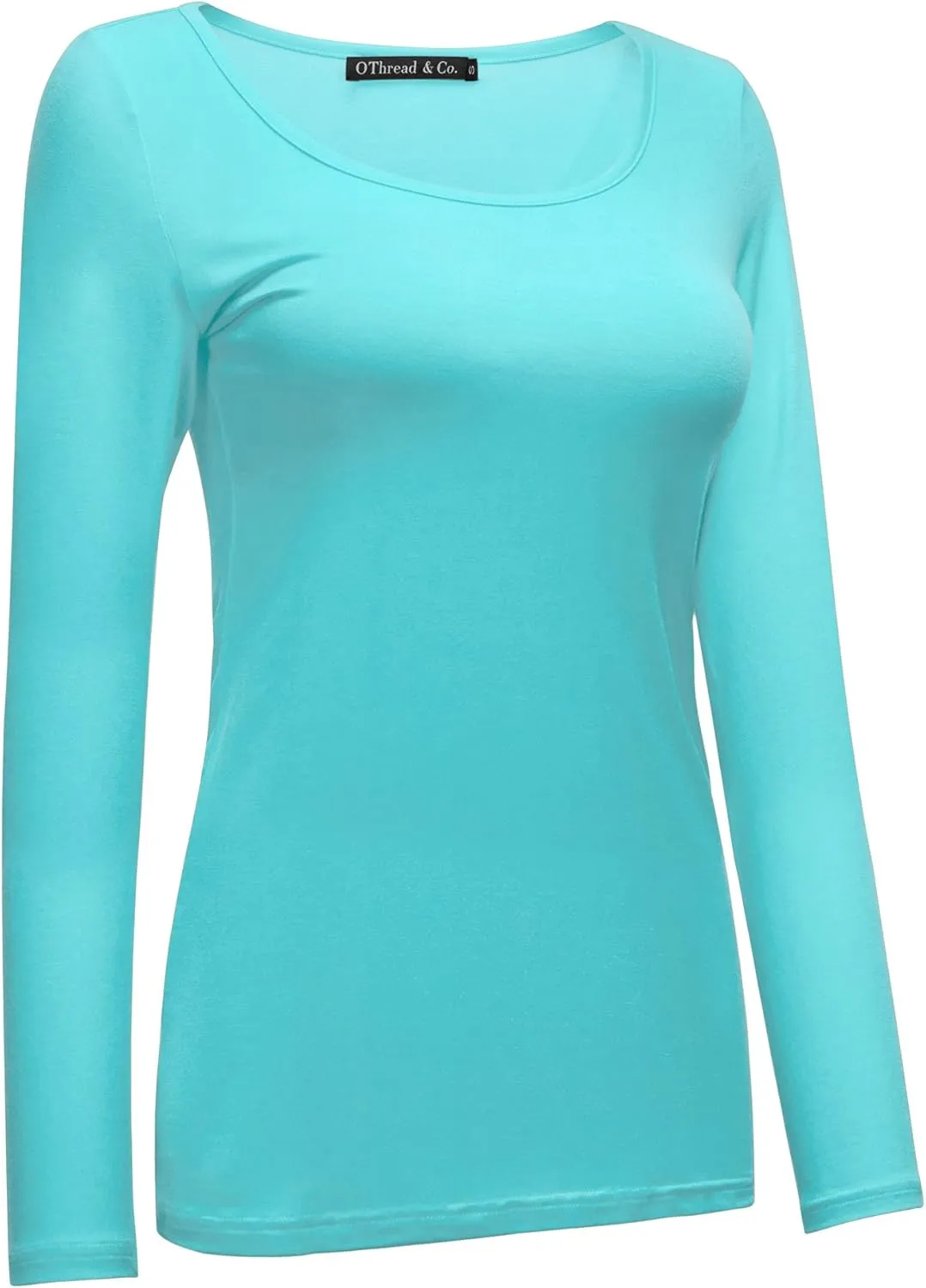 OThread & Co. Women's Long Sleeve T-Shirt Scoop Neck Basic Layer Stretchy Shirts