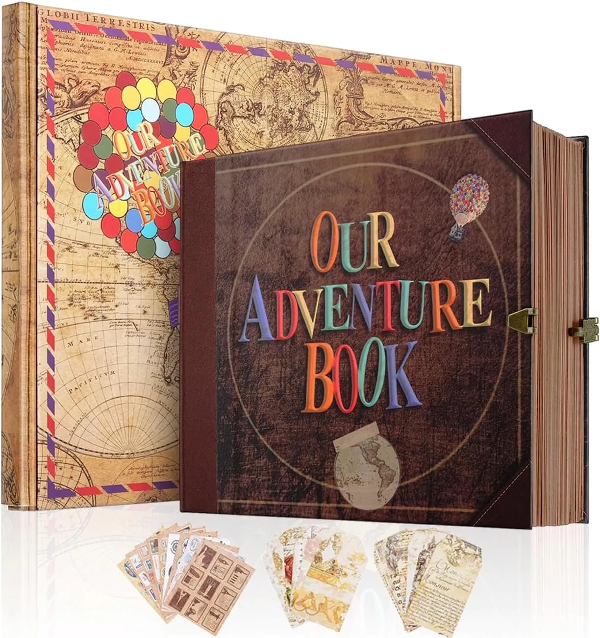 Our Adventure Book Scrapbook, Photo Album 146-Page, Retro Embossed Travel Scrapbook, Up Memory Book for Couples, Gifts, Anniversary, Wedding (8.9 * 7.7 in)