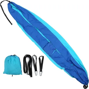 Outdoor Camping 2 Person Multi Functional Hammock Nylon Swing Bed with Tree Strap Hooks for Camping and Backpacking Stitching Blue 275cm x 140cm