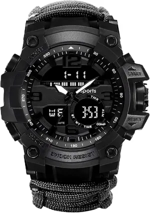 Outdoor Sports Watch Emergency Survival Bracelet Watch Compass Waterproof to 50m Multi-Functional Outdoor Equipment Unisex Mountaineering B