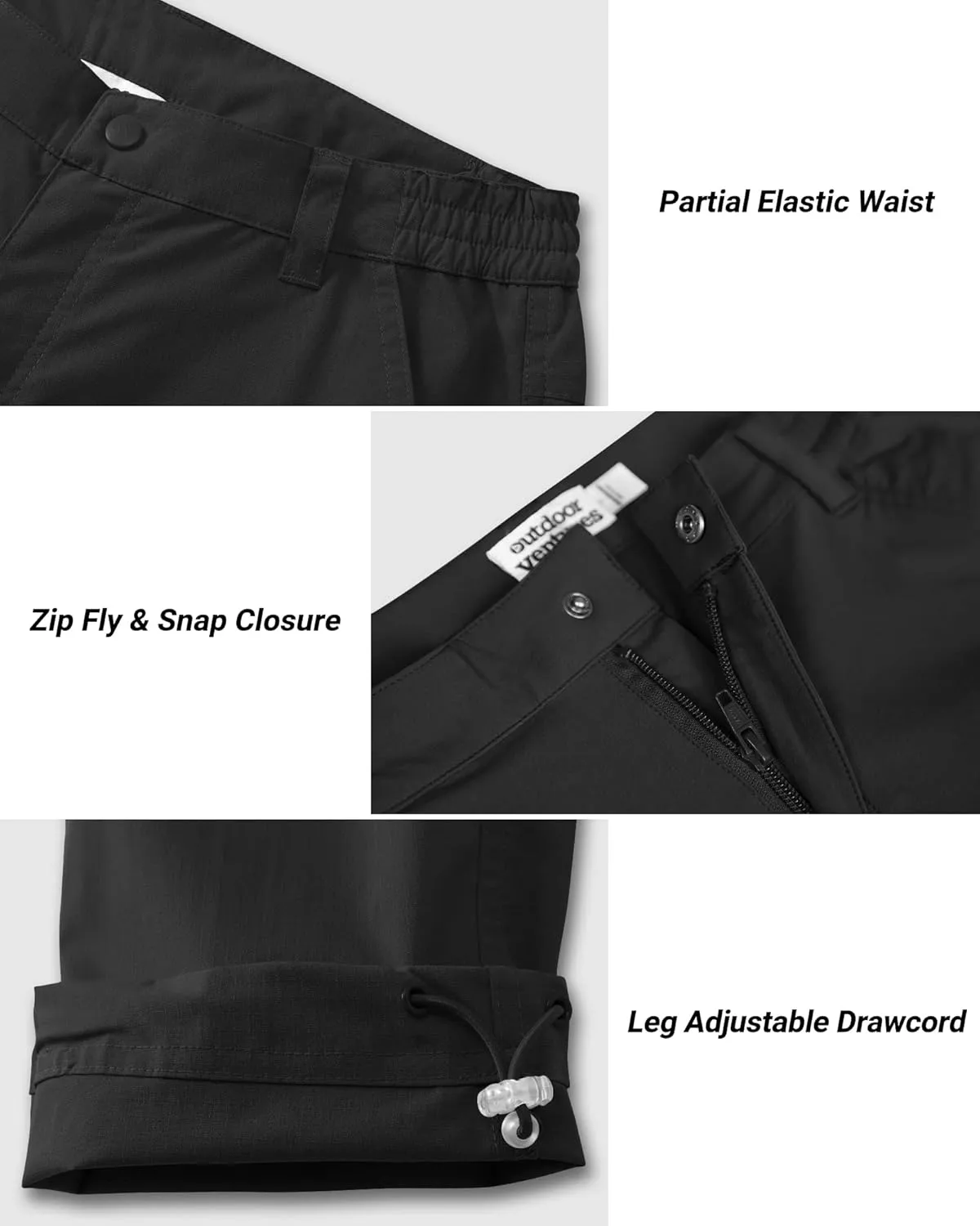 Outdoor Ventures Men's Hiking Pants Lightweight Water Resistant Cargo Work Pants Ripstop Outdoor Pants for Tactical Travel