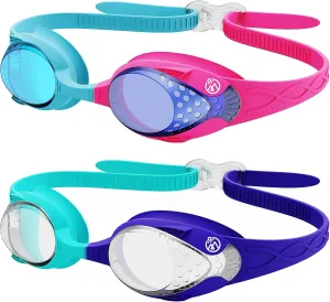 OutdoorMaster Kids Swim Goggles 2 Pack - Quick Adjustable Strap Swimming Goggles for Kids