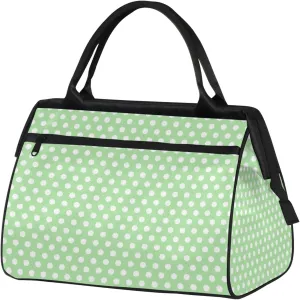 Overnight Weekender Bag for Women Men Green Circular Polka Dots Waterproof Carry On Travel Duffel Bags with Zipper Lightweight Sports Gym Bag Luggage Workout Handle Bags for Traveling Yoga Camping