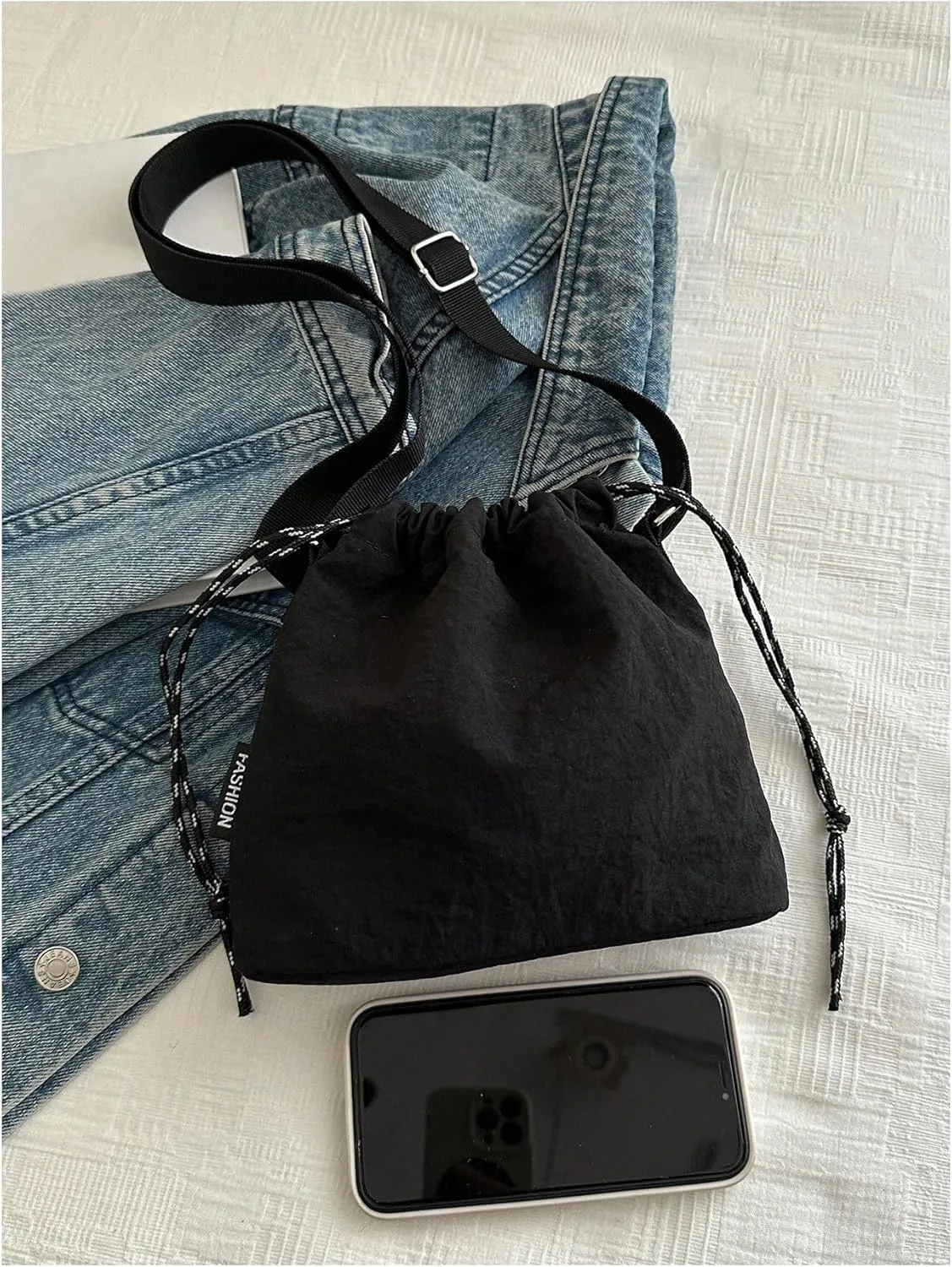 OYOANGLE Women's Drawstring Shoulder Bag Adjustable Strap Large Capacity Crossbody Bags