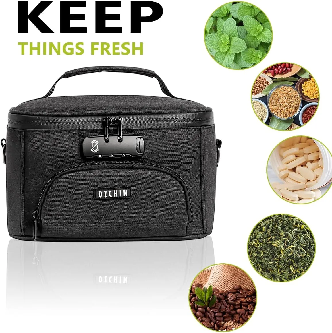 OZCHIN Smell Proof Bag with Combination Lock, Odor Proof Carbon Lining Smoking & Medicine Organizer, Travel-Friendly Lockable Box, Great Gifts for Father’s Day, Premium Scent Proof Lockable Case