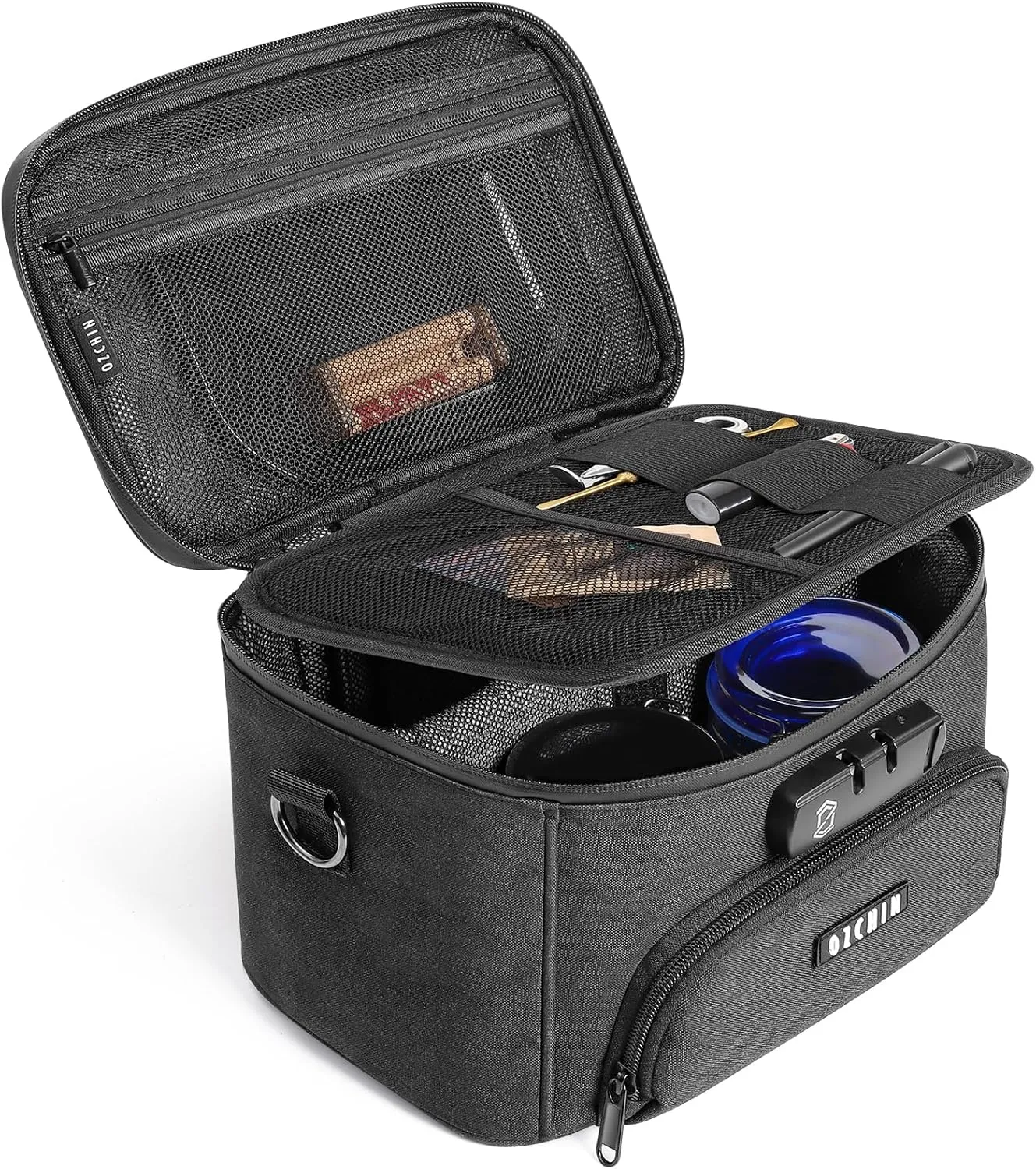OZCHIN Smell Proof Bag with Combination Lock, Odor Proof Carbon Lining Smoking & Medicine Organizer, Travel-Friendly Lockable Box, Great Gifts for Father’s Day, Premium Scent Proof Lockable Case