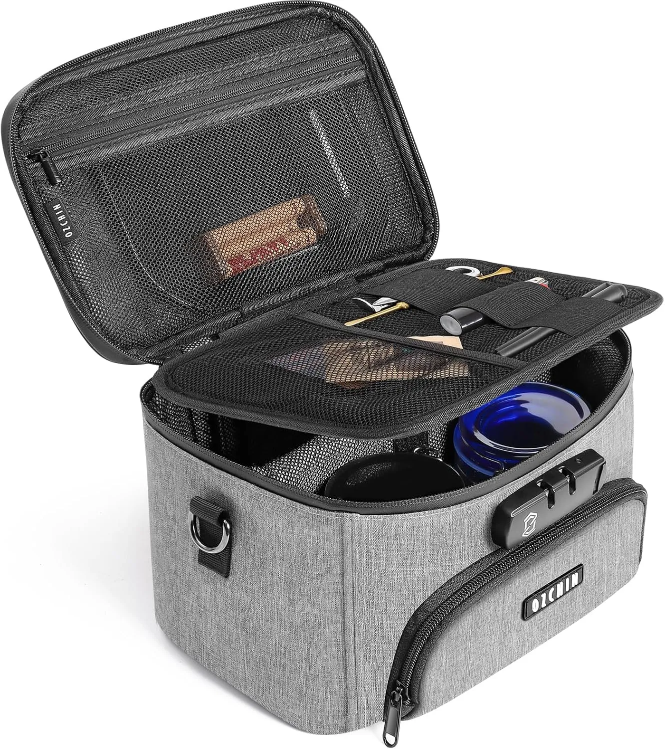 OZCHIN Smell Proof Bag with Combination Lock, Odor Proof Carbon Lining Smoking & Medicine Organizer, Travel-Friendly Lockable Box, Great Gifts for Father’s Day, Premium Scent Proof Lockable Case