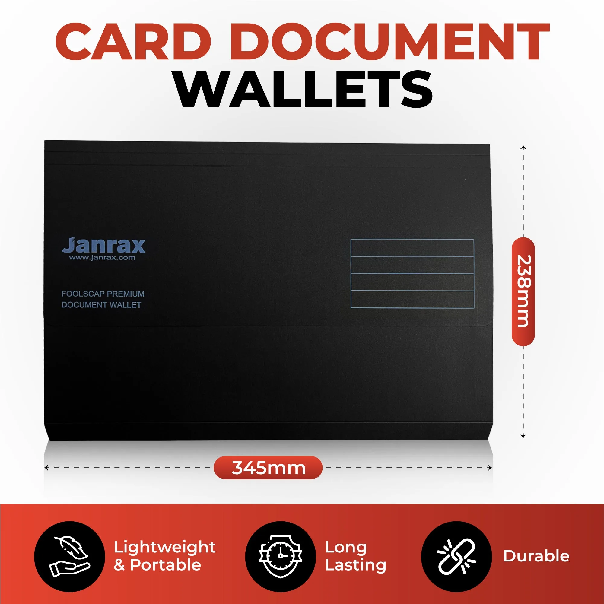 Pack of 100 Green Card Premium Foolscap Document Wallets