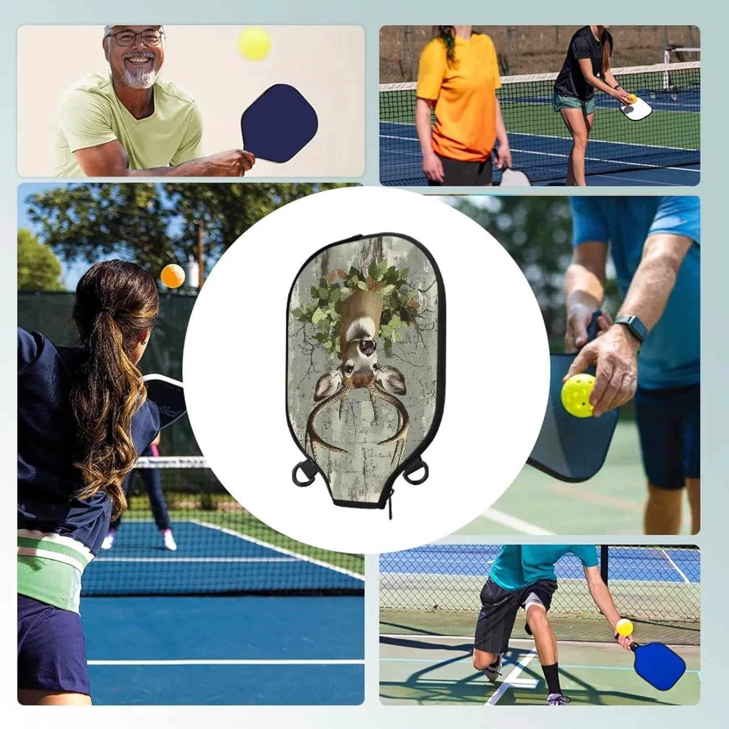 Padded Pickleball Sleeve Quick Access Zipper Adjustable Crossbody Strap Lightweight Case for Practice Training