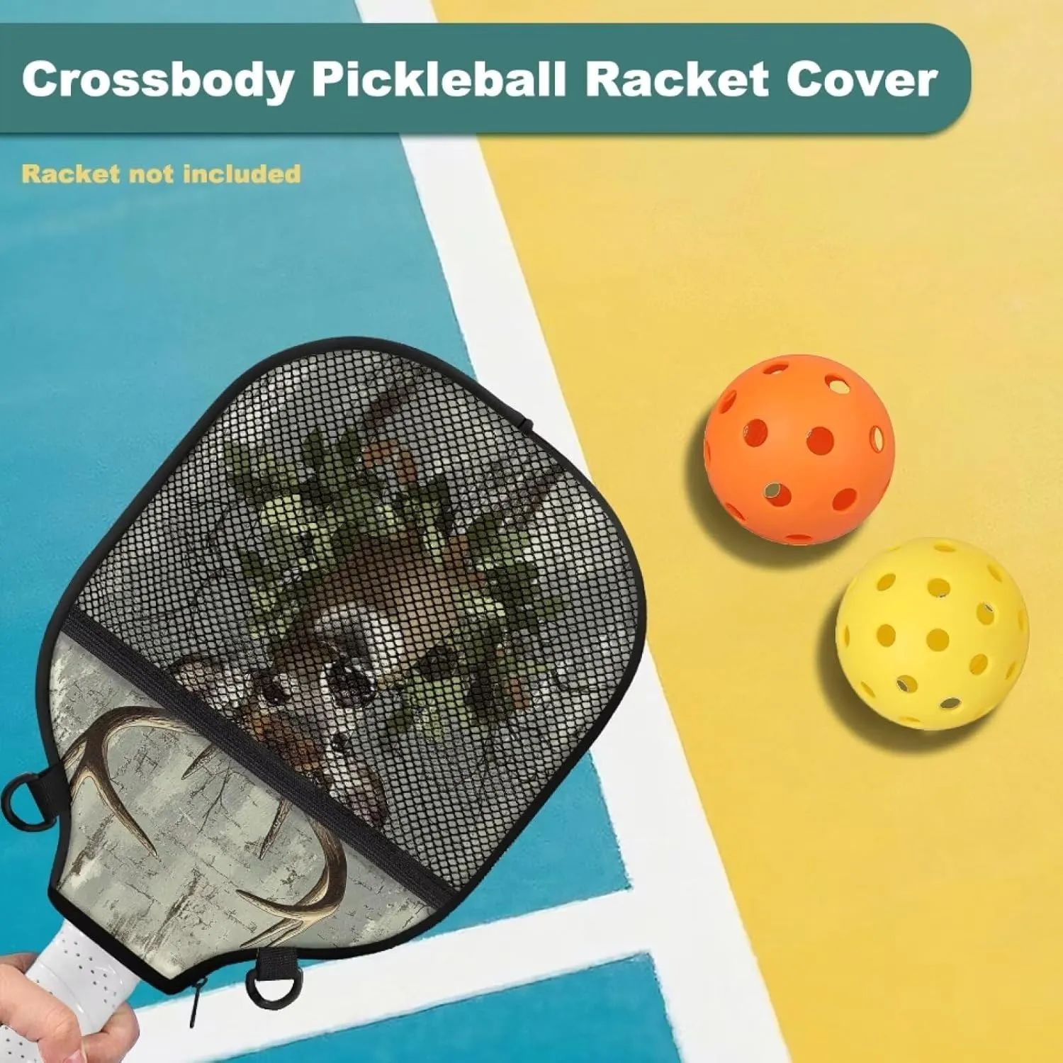 Padded Pickleball Sleeve Quick Access Zipper Adjustable Crossbody Strap Lightweight Case for Practice Training