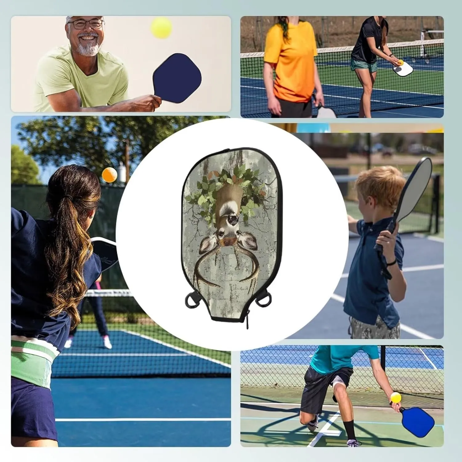 Padded Pickleball Sleeve Quick Access Zipper Adjustable Crossbody Strap Lightweight Case for Practice Training
