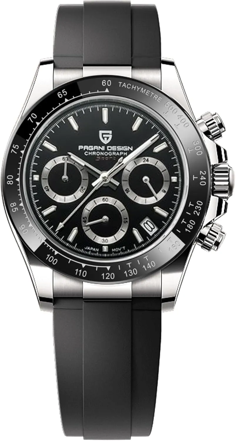 Pagani Design Mens Sapphire Glass Chronograph Stainless Steel Waterproof Luminous Watch Japanese Movement Men Quartz Watch for Men