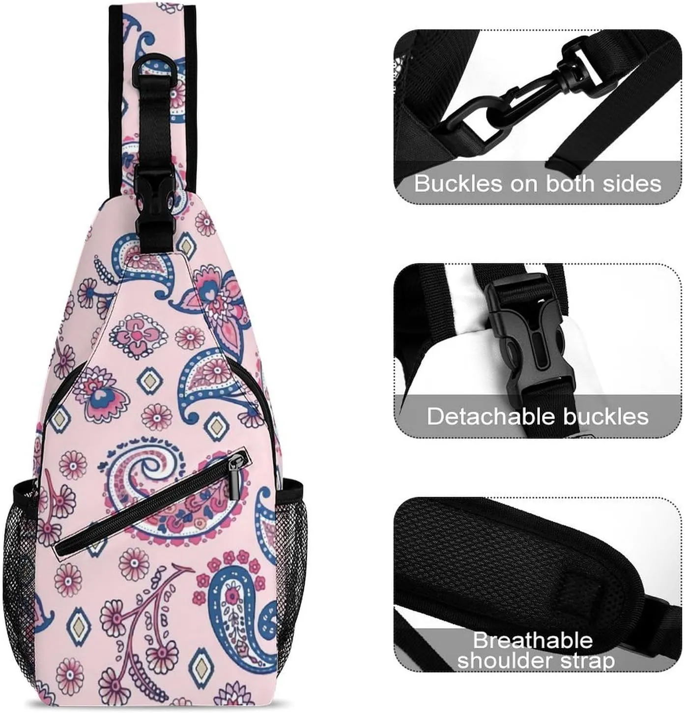 Paisley A Spacious And Large Capacity Portable Adjustable Chest Bag