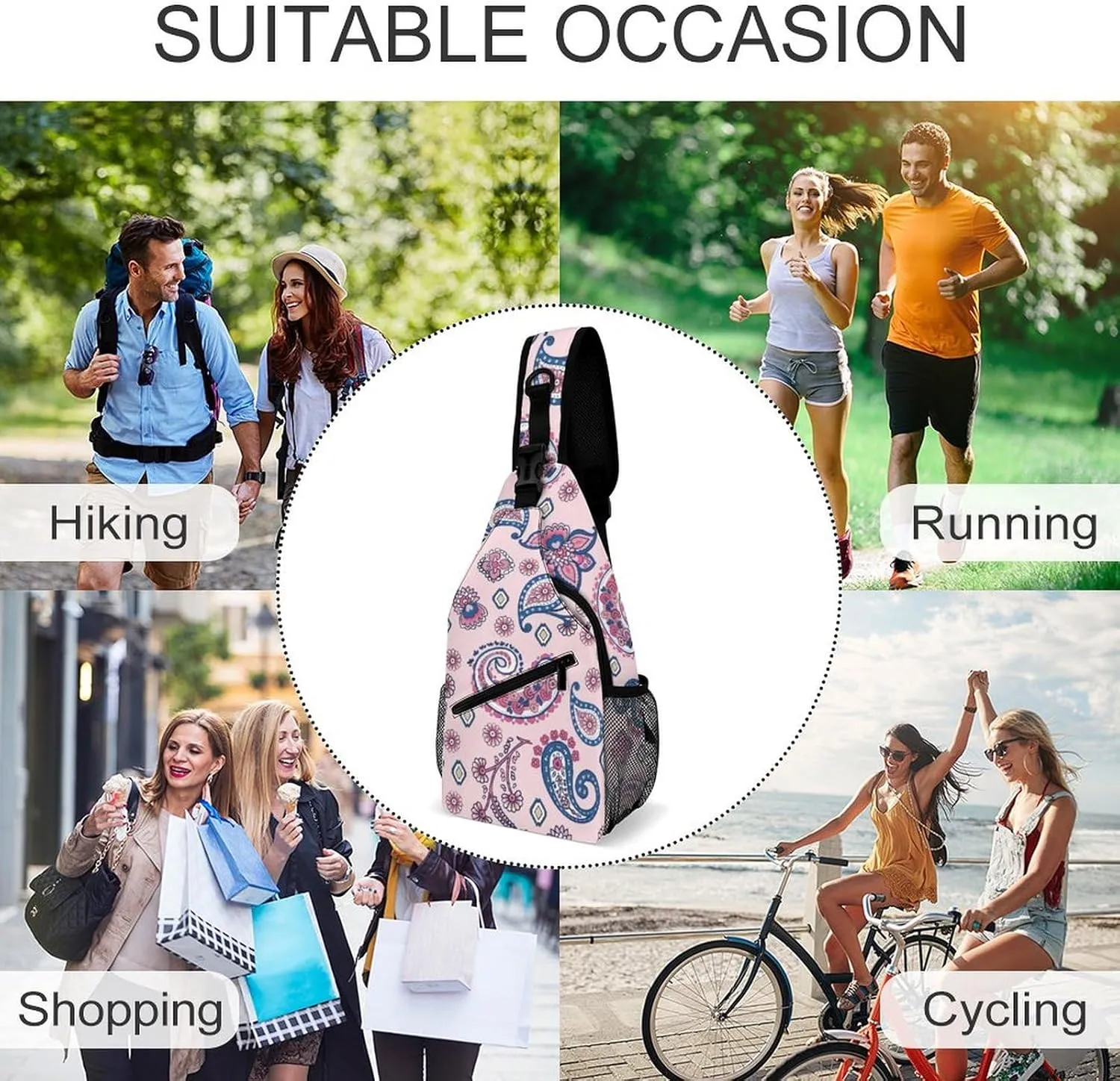 Paisley A Spacious And Large Capacity Portable Adjustable Chest Bag